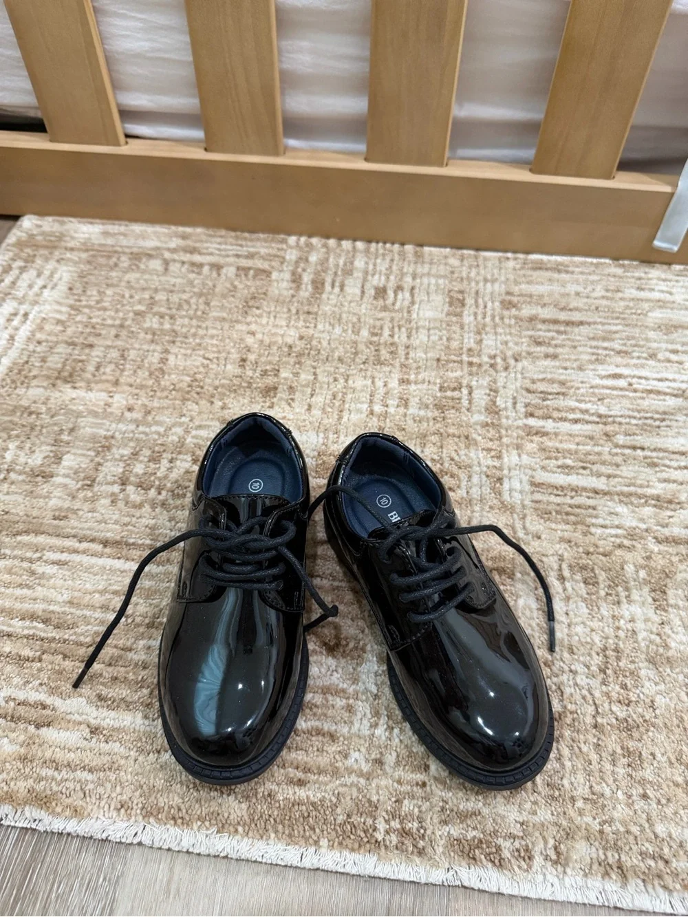Kids Black Patent Lace-Up Dress Shoes